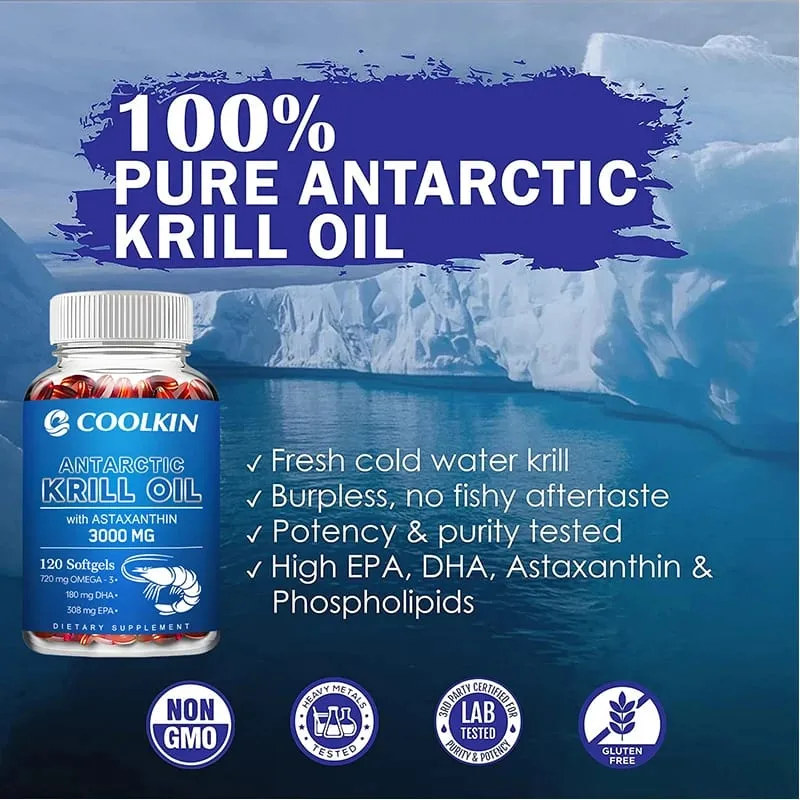 Antarctic Krill Oil 3000mg - Ωμέγα-3 EPA DHA Φυσική Ασταξανθίνη Μέγιστη Δύναμη για την υγεία της καρδιάς και των αρθρώσεων — image 3