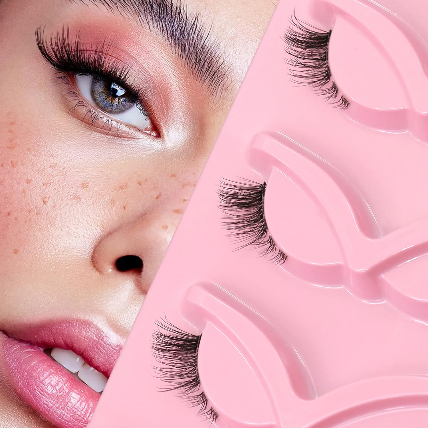 Half Lashes Cat Eye Eyelashes Natural Look Wispy műszempillák Faux Mink Lashes Clear Band Natural műszempillák Smink — image 2