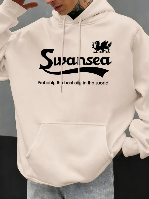 Swansea, la mejor ciudad, diseño de letras, Otoño, Sudadera con capucha para hombre, sudadera con bolsillo, jerséis suaves de lana informales, ropa de Hip Hop, Tops sueltos — image 7