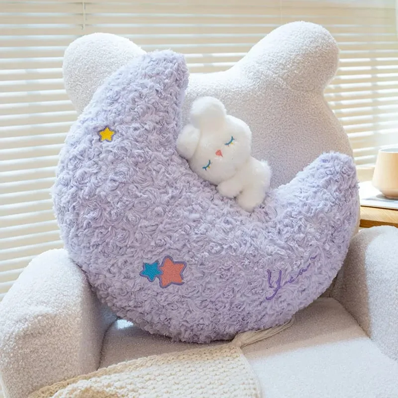 45 ס"מ כרית Kawaii ארנב קריקטורה כוכב ירח כרית כרית אושר יצירתי רך משפחה רך צעצוע קטיפה ספת עיצוב הבית כרית קטיפה