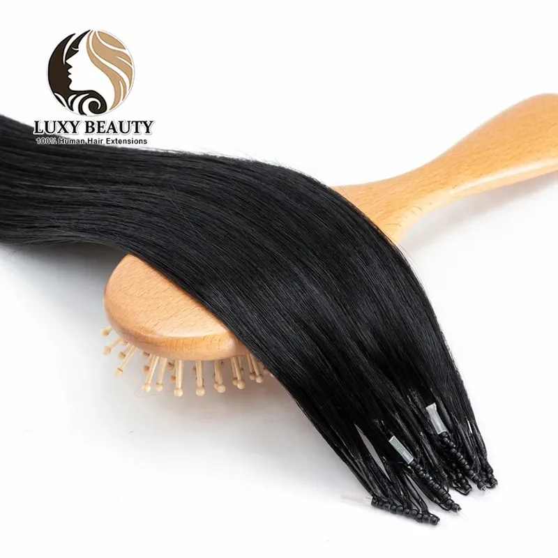 8D Micro Bead Human Hair Extensions Silicone Nano Ring Hair Extension Invisible Mini Silicon Beads Μαύρα καστανά ξανθά ανθρώπινα μαλλιά