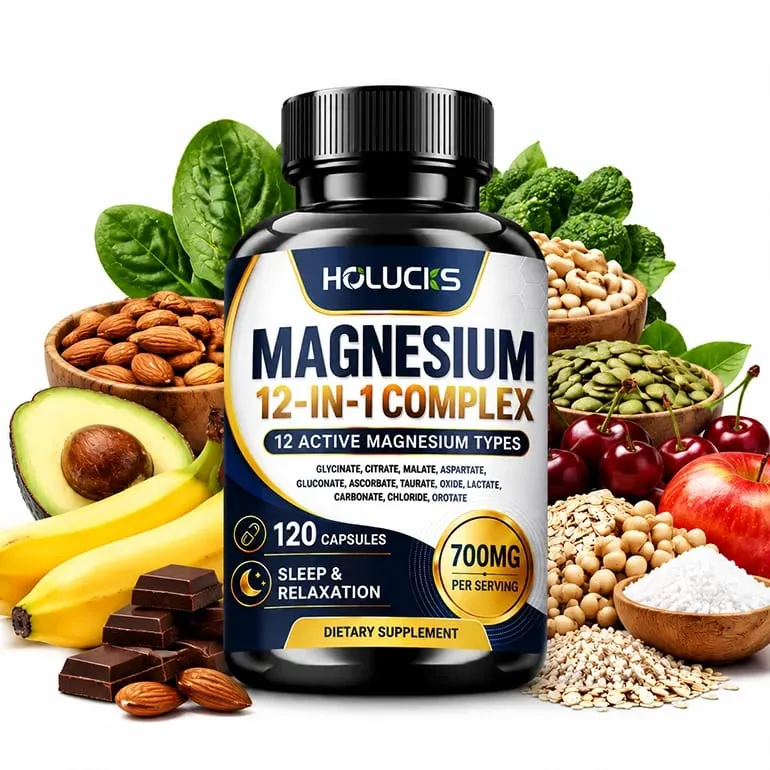 Magnesium Capsules with 1000mg Citrate Support Relaxation Relieve Fatigue Cardiac Health Daily Vitality for Men & Women