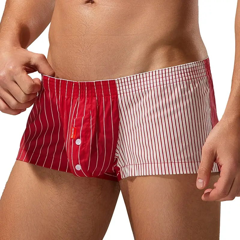 Seobean Men's Color-Block Striped Pure Cotton Home Underwear Shorts Comfortable Breathable Casual Pants for Men — image 7