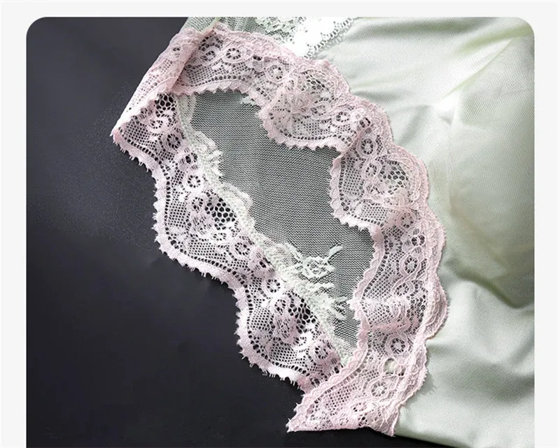 adults 18 plus size men's underwear Ice silk cuecas masculino 3D convex bag cueca color blocked lace mesh calzoncillos hombre
