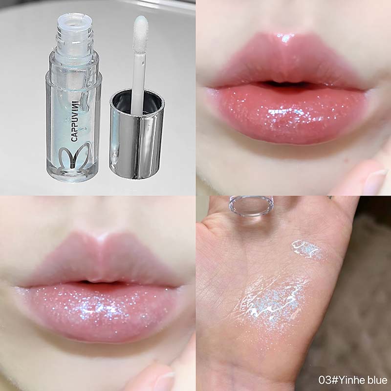 Καφέ Glitter Lip Glaze Lasting Shimmer Mirror Water Lip Gloss Waterproof Jelly Plumping Lipstick Make Up Ενυδατική απόχρωση χειλιών — image 9