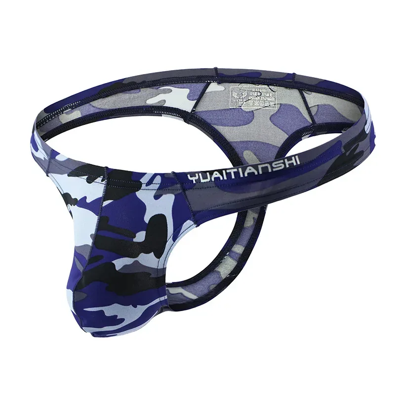 Men's Camo Print thong Gay Underwear Breathable 3D-Pouch Men G-String Bikini Elastic Waistband T-pants Seamless Male T-back — image 4