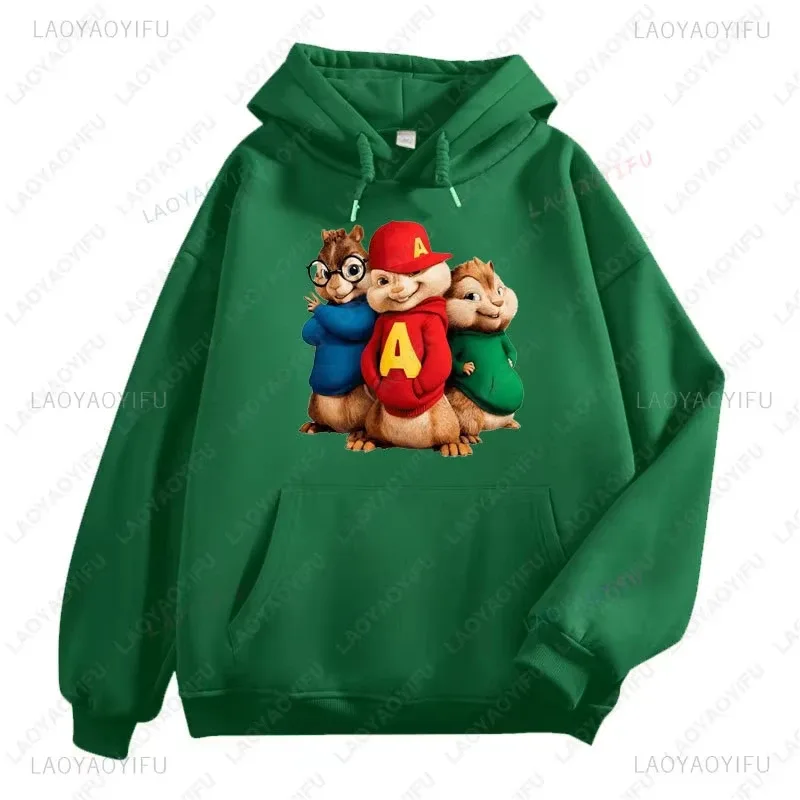 Alvin et les Chipmunks Anime sweats à capuche écologique A lettres impression sweat décontracté Streetwear unisexe pulls promo — image 19