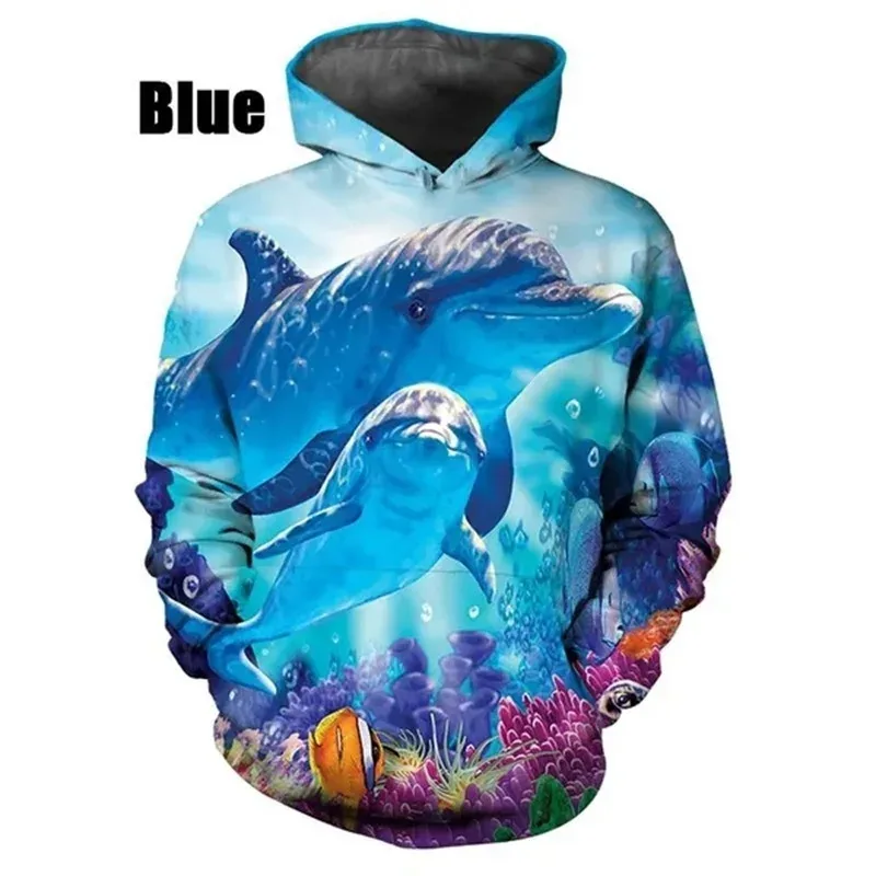 Gran oferta, sudaderas con capucha con estampado 3D de delfines, pulóver informal, sudaderas para hombres y mujeres, ropa de calle, sudaderas con capucha de gran tamaño para niños — image 6