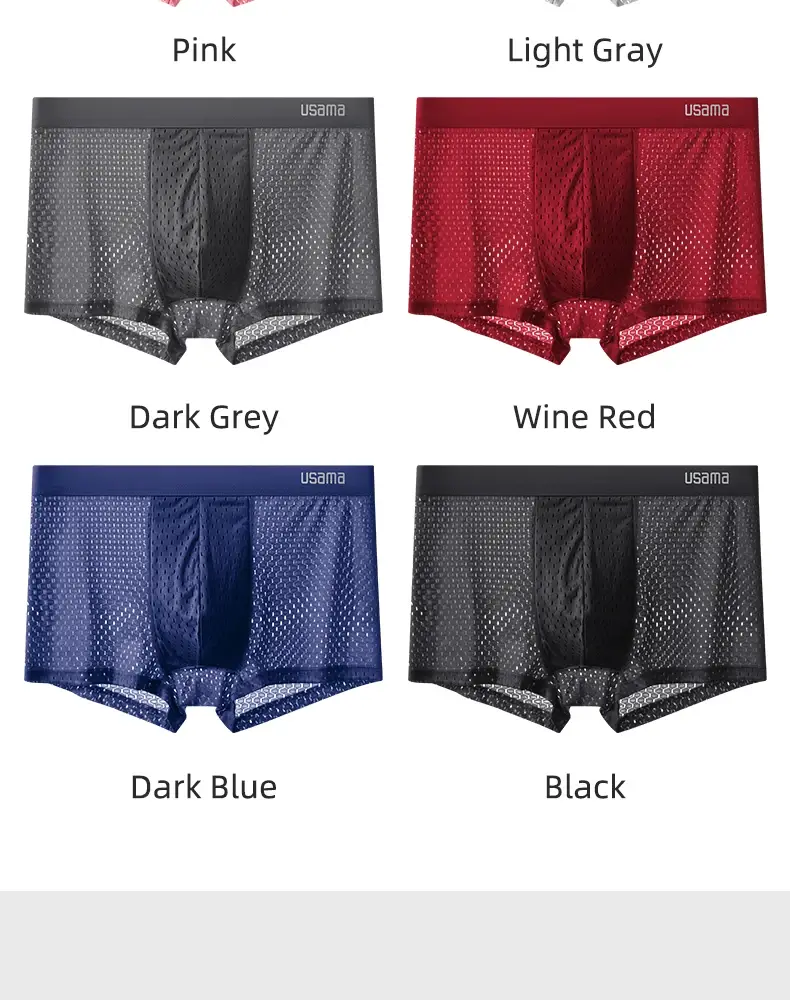 5pcs Men's Boxer Shorts Ice Silk Underwear Plus Size Underpants Cool Breathable Sexy Slim Panties Mesh Lingerie Wholesale Lots — image 5