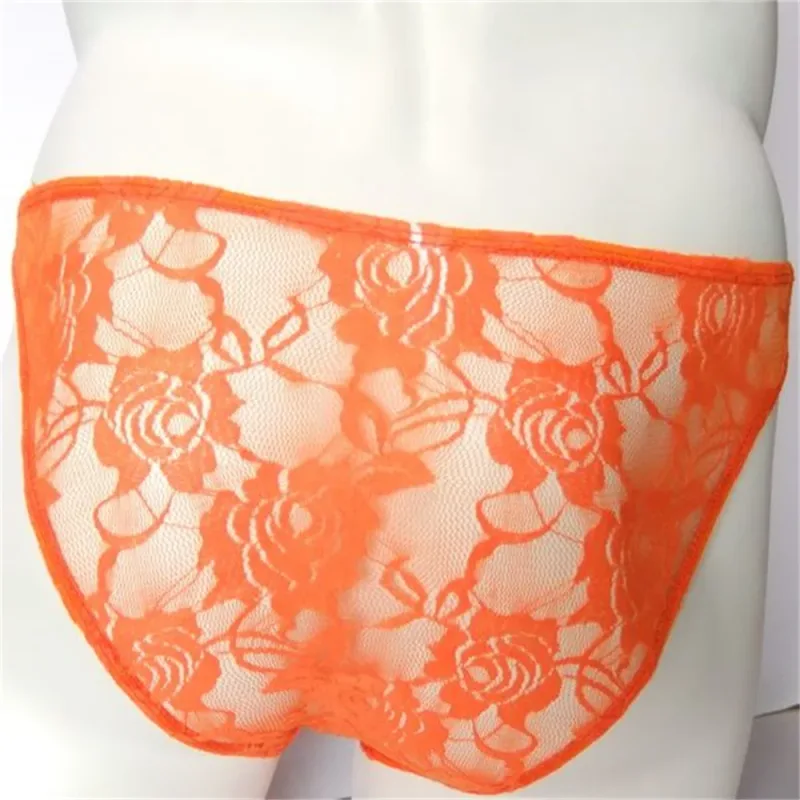 Sexiga män Spets Transparenta trosor Perspektiv Underkläder Hollow Out Rose Mesh Lågväxt manliga trosor — image 8