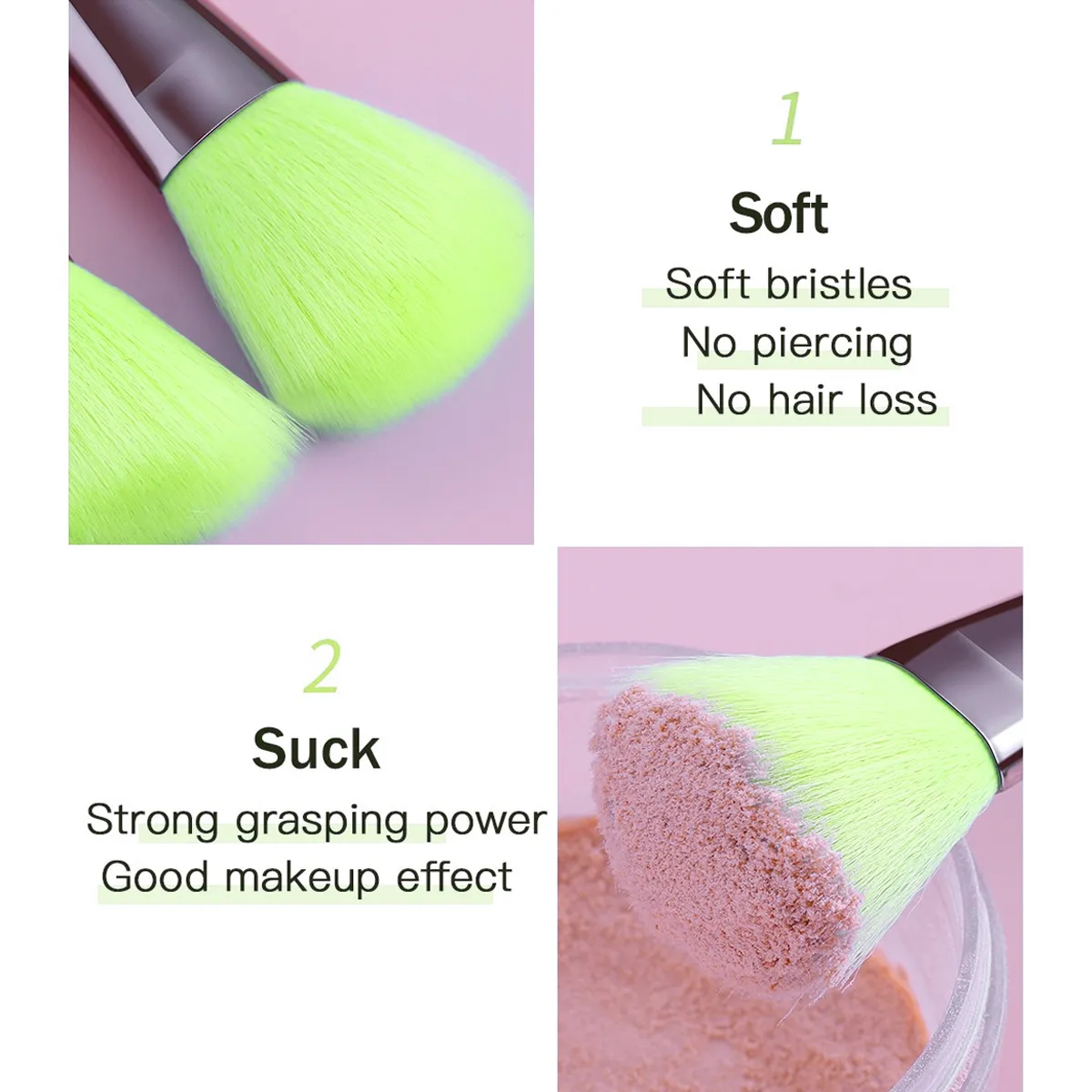 Neon Green 12 Pieces Makeup Brush Set Soft Cosmetic Brushes for Face Foundation Eyeshadow Blush Daily Make up Application