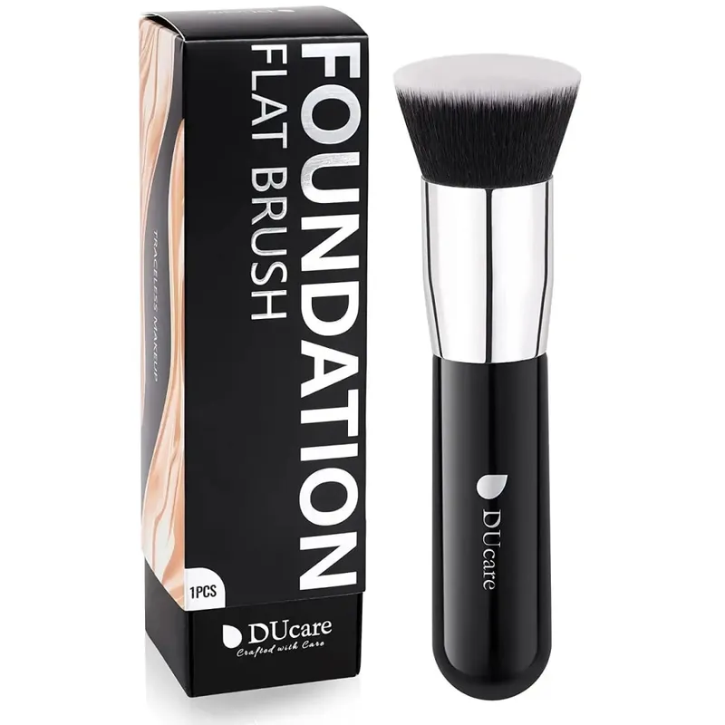Ducare escova de base plana, pincéis de maquiagem kabuki, cabelo sintético, mistura líquida, pó mineral, cosméticos pontilhados