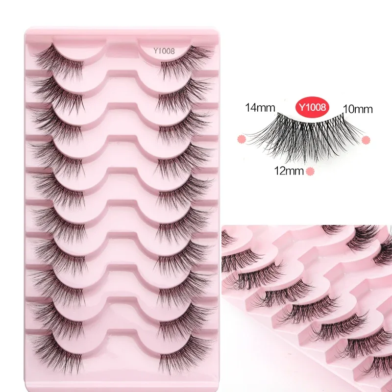 Half Eye Lashes Cat Eye Lashes 3/5/10 Pairs False Eyelashes Fluffy Soft Natural Look Clear Band 3D Mink Lashes Extension Makeup