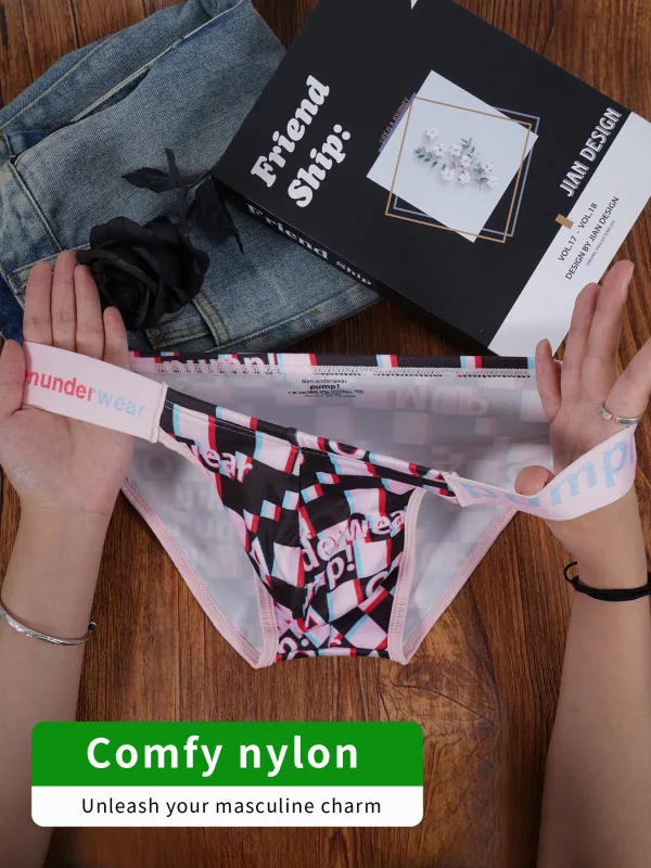 Men's Printed Briefs U Convex Pouch Elastic Waistband Letter Logo Breathable Fashion Underwear
