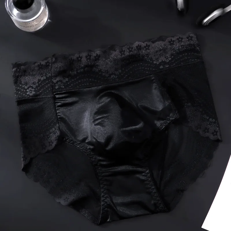 Flower Lace Mesh Hollow Out Sexy Men's Underwear Ice Silk Breathable Seamless Thin Triangle Pants Soft Traceless Male Briefs — image 17