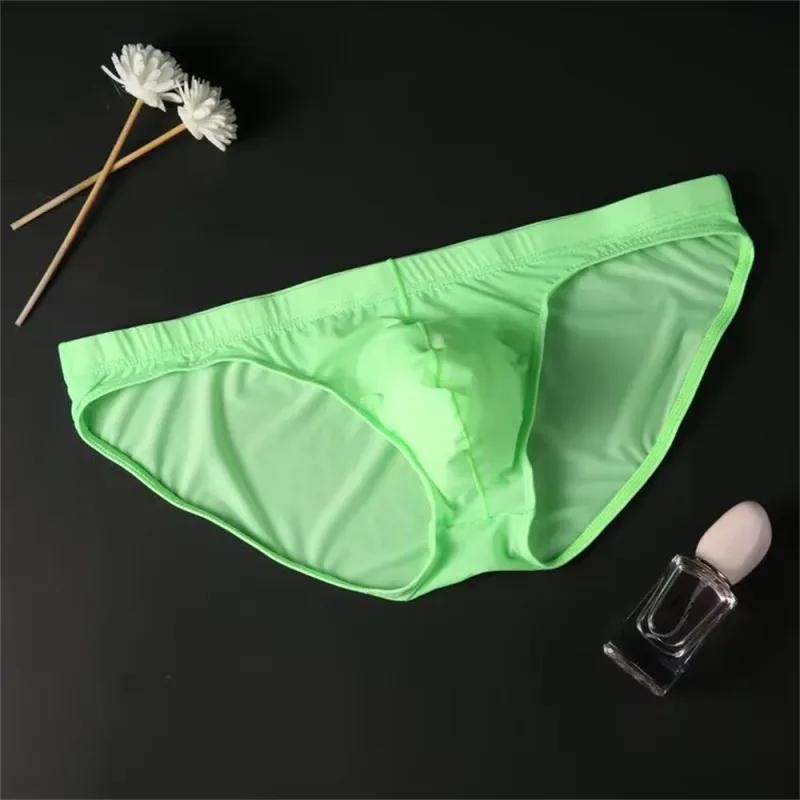 Plus Size M-4XL Man Ice Silk U Pouch Briefs Low Waist Translucent Nylon Underwear One-piece Sexy Ultra-thin Male Underpants — image 12
