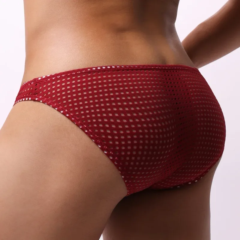Men Briefs Summer Breathable Holes Underwear U Convex Thin Low Waist Briefs Slip Underpants Calzoncillos — image 18