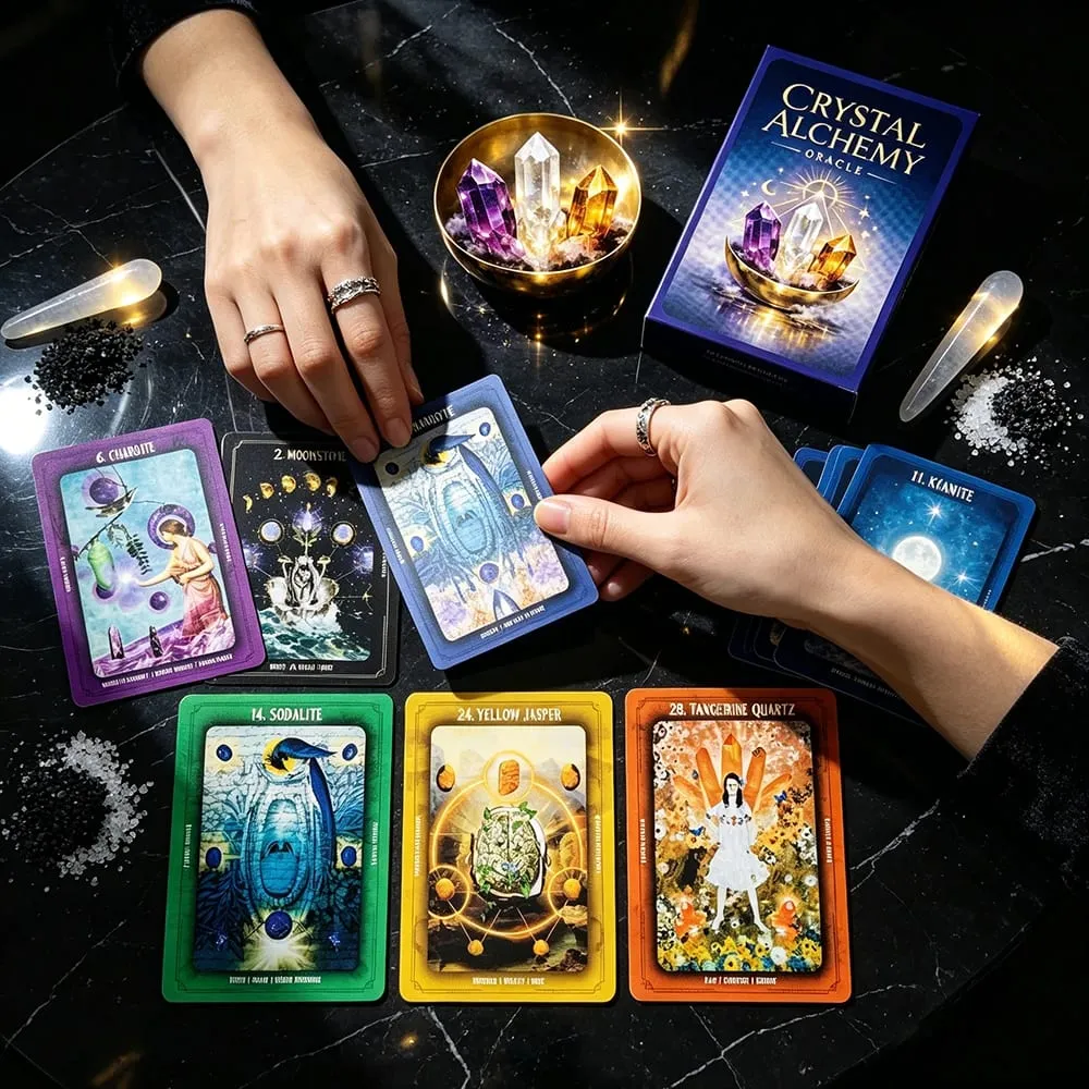 Crystal Alchemy Oracle Cards Divination Deck Crystal Healing Spiritual Guidance Tarot Επιτραπέζιο παιχνίδι For Fate Reading Witchcraft — image 4