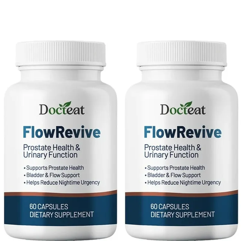 Docteat FlowRevive Prostate & Urinary Support Capsules with Saw Palmetto Pumpkin Seed and Pygeum Bark Extract - 60 Capsules