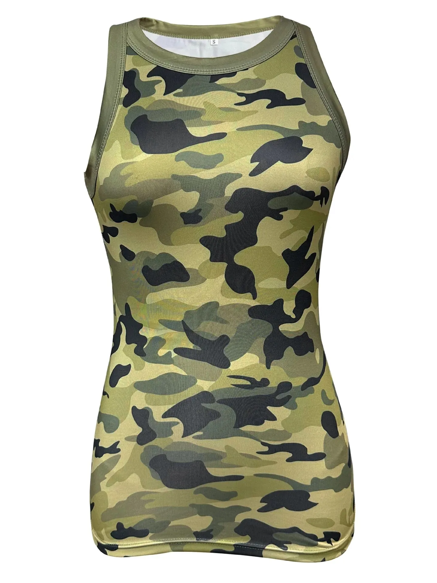 Γυναικεία camo με στρογγυλή λαιμόκοψη με ραβδώσεις, καλοκαιρινή βασική ελαστική καμιζόλα, σέξι αμάνικο γιλέκο με λαιμόκοψη, γυναικεία ρούχα — image 9