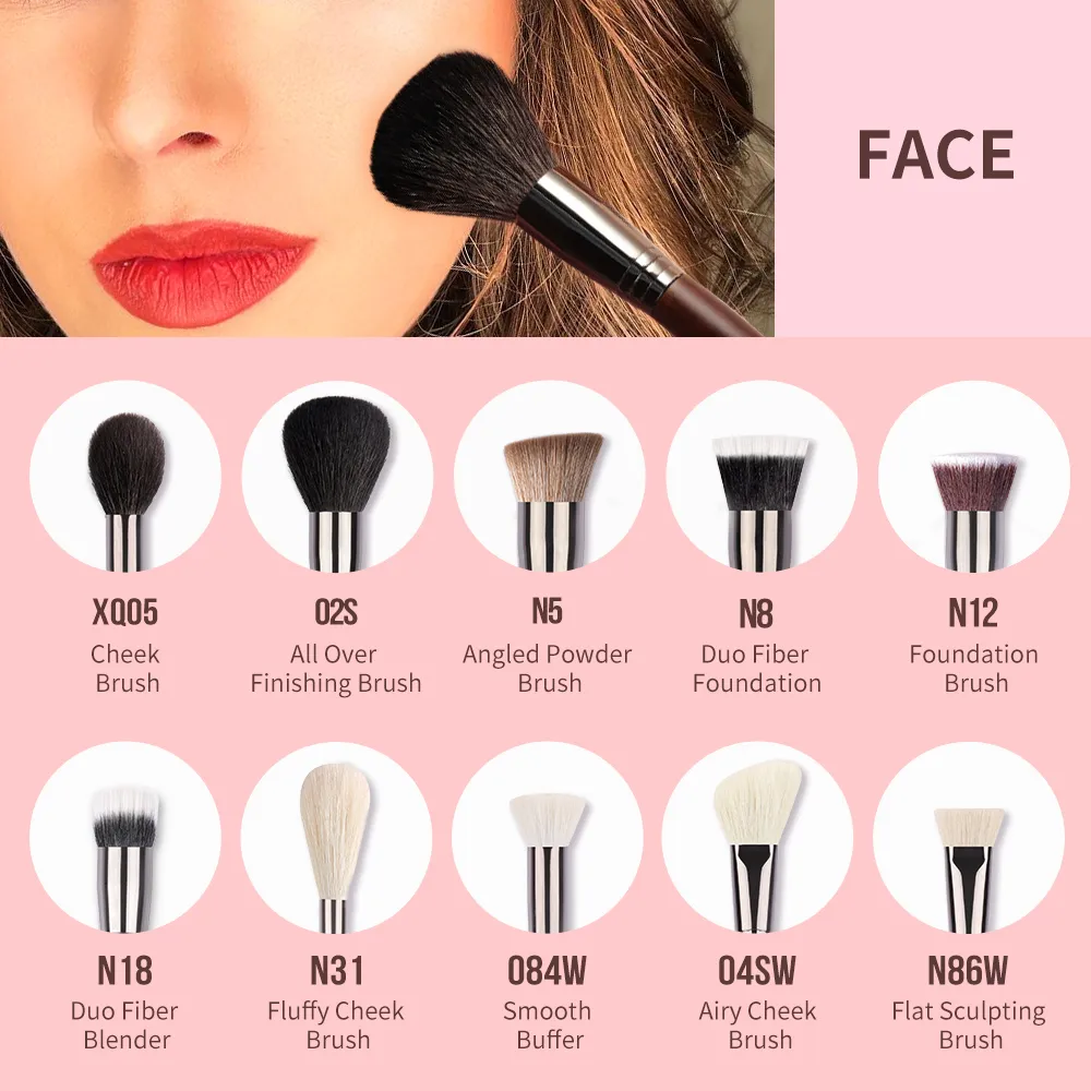 Ovw conjunto de pincéis de maquiagem beleza puff esponja ovo em pó kabuki blush corretivo sombra de olho kit de pincel de maquiagem — image 2
