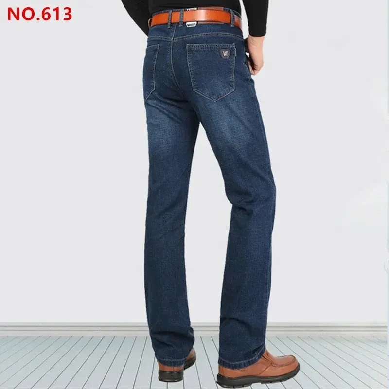 Extra hosszú nadrág 117 cm magas férfi 195 cm nagy 42 44 46 klasszikus kék feszített magas derekú elasztikus nadrág farmer karcsú farmer