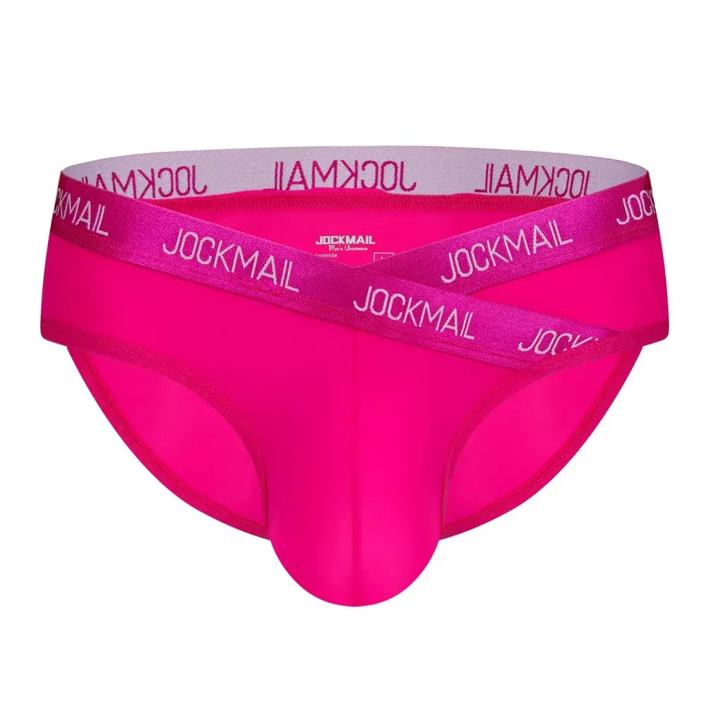 Jockmail Mensชุดชั้นในต่ำเอวเซ็กซี่กีฬาBreathableฤดูร้อนกางเกงผ้าไหมน้ำแข็งกระเป๋าใหญ่ไนลอนสีทึบกางเกงในชาย — image 3