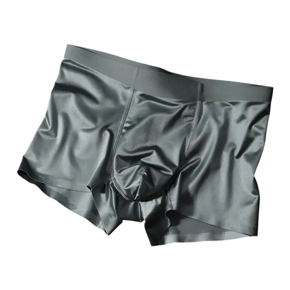 Boxershort sans couture pour hommes, culotte respirante à l'entrejambe, en soie glacée, sous-vêtements confortables en Satin, 1 pièce — image 5