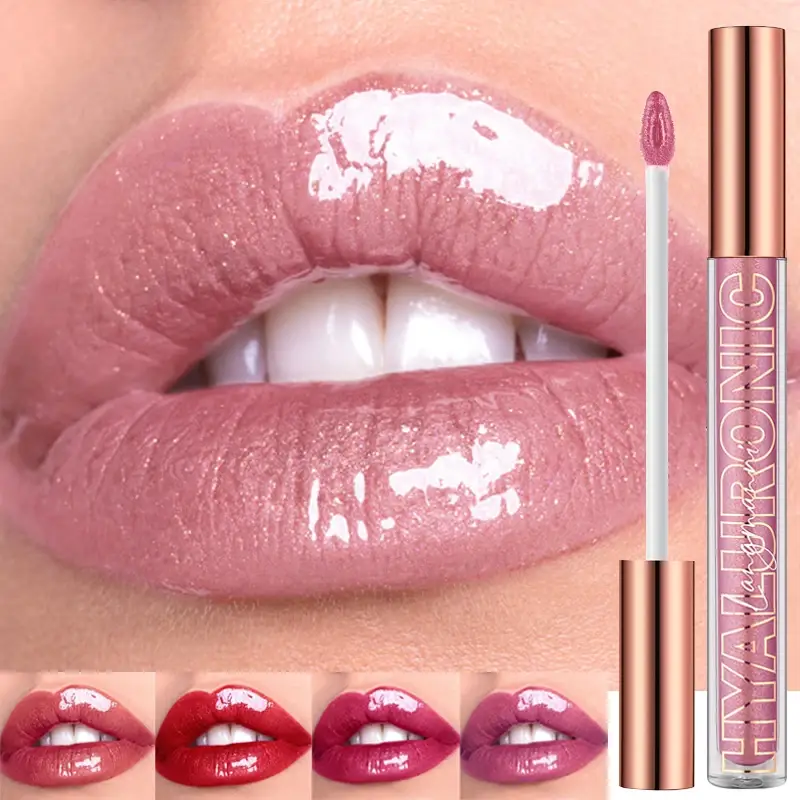 Pearlescent Glitter Plumping Lip Gloss Diamond Glitter Nude Pink Liquid Lipstick Shiny Glass αδιάβροχο Sexy Lip Tint Lip Makeup — image 2