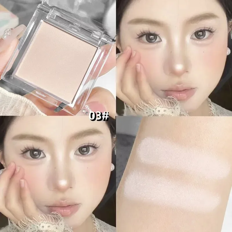 Matte Pure White Face Highlighter Palette Monochrome Pearly Jade Highlighter Eyeshadow Naturally Brightening Contouring Makeup — image 9