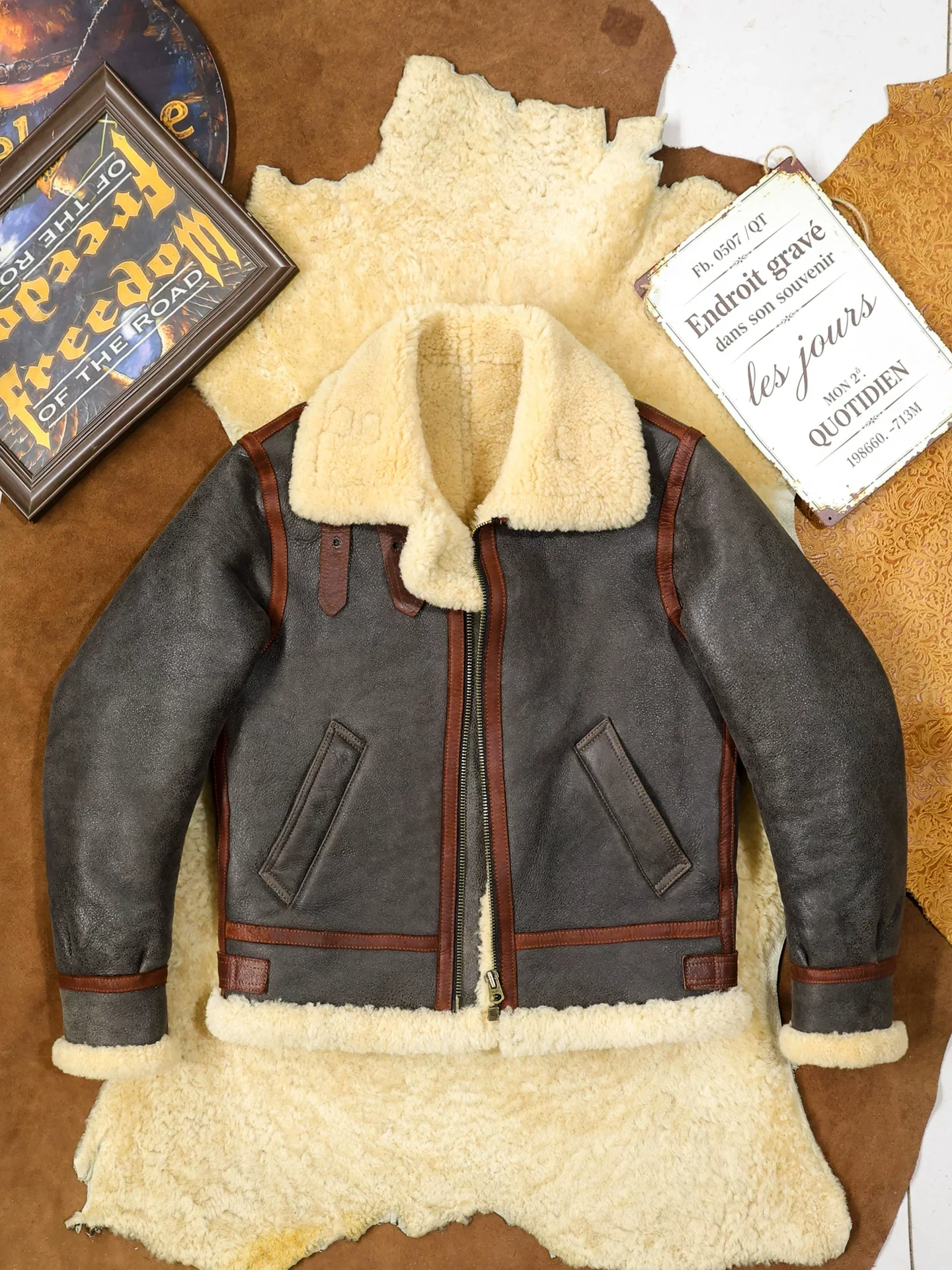 CC Shop Best.Vintage Nubuck Leather.2026 New Winter Thick Wool Leather Coat.100% Natural Fur Jacket.Real Sheepskin With Wool — image 1