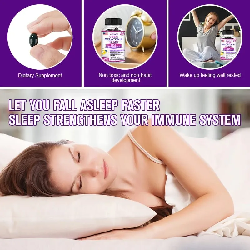 קפסולות Daitea Super Melatonin-40mg מכילות ויטמין C עוזרות לך להירדם מהר יותר להקל על נדודי שינה ולשפר את איכות השינה