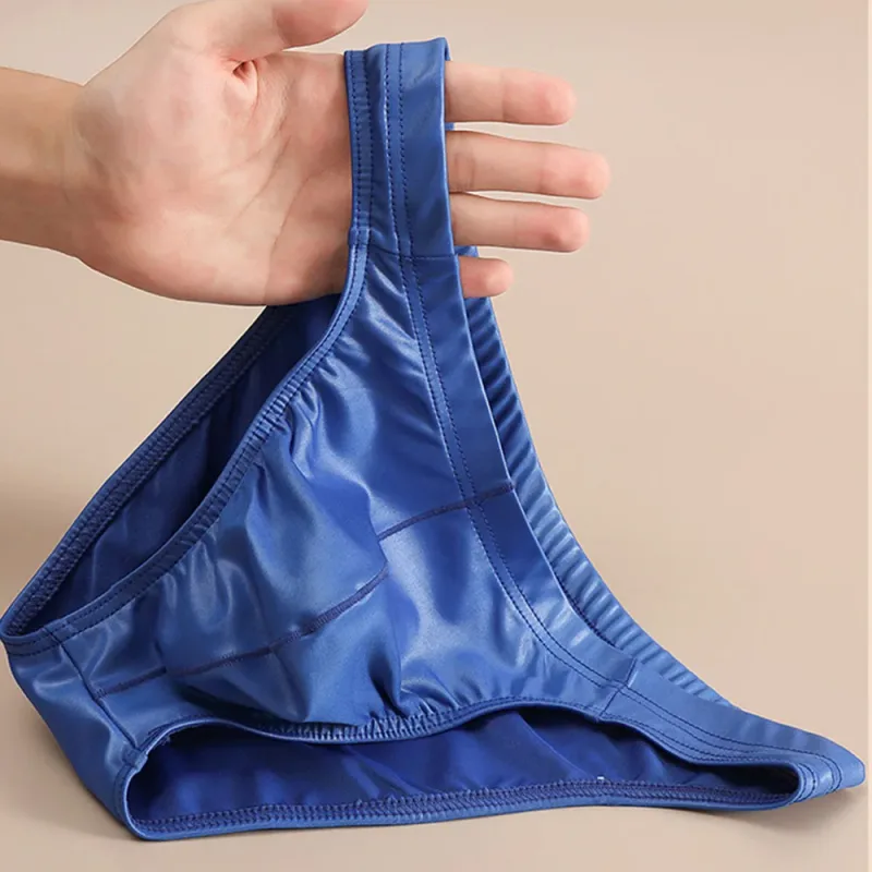 Sexy Briefs Underwear Men Faux Leather Sexy Underwear Briefs Low Waist Bulge Pouch Lingerie Panties Underpant Triangle Pants — image 5