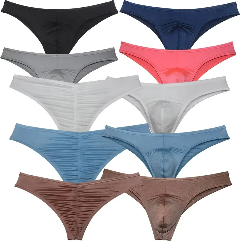 Men's Bikini Briefs Triangle Underwear Pucker Back Micro Briefs Elastic Shiny Summer Low Rise Beach Briefs Sexy Silky Smooth — image 27