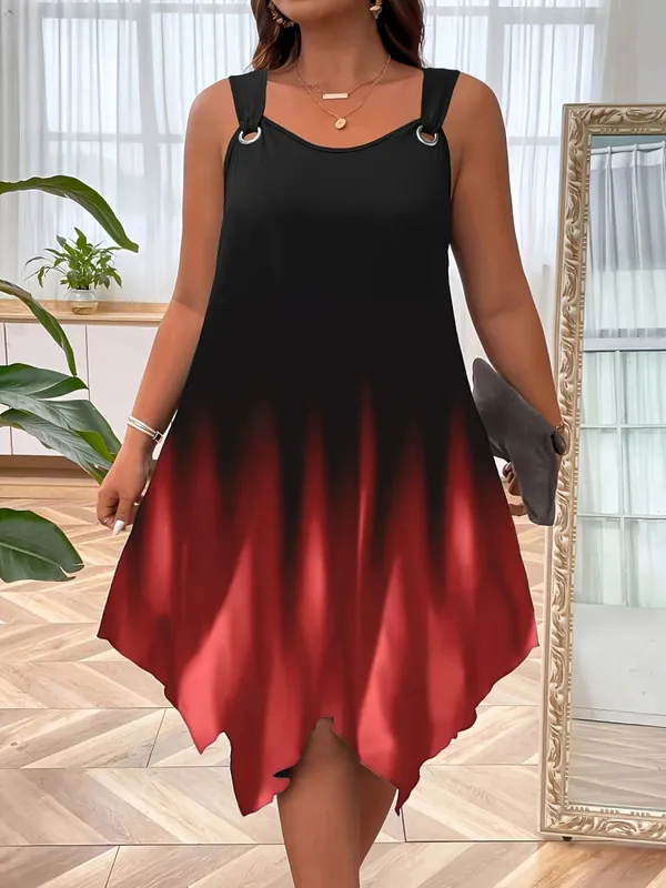 Chic Plus Size Γυναικείο Sundress με κομψό σχέδιο με λουράκι για αβίαστη καλοκαιρινή κομψότητα