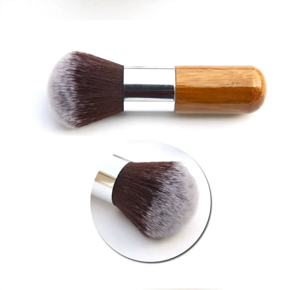 1pc moda cabeça redonda alça de bambu rosto escova de maquiagem fundação pó blush escova pincéis cosméticos pro beleza ferramentas de maquiagem — image 4