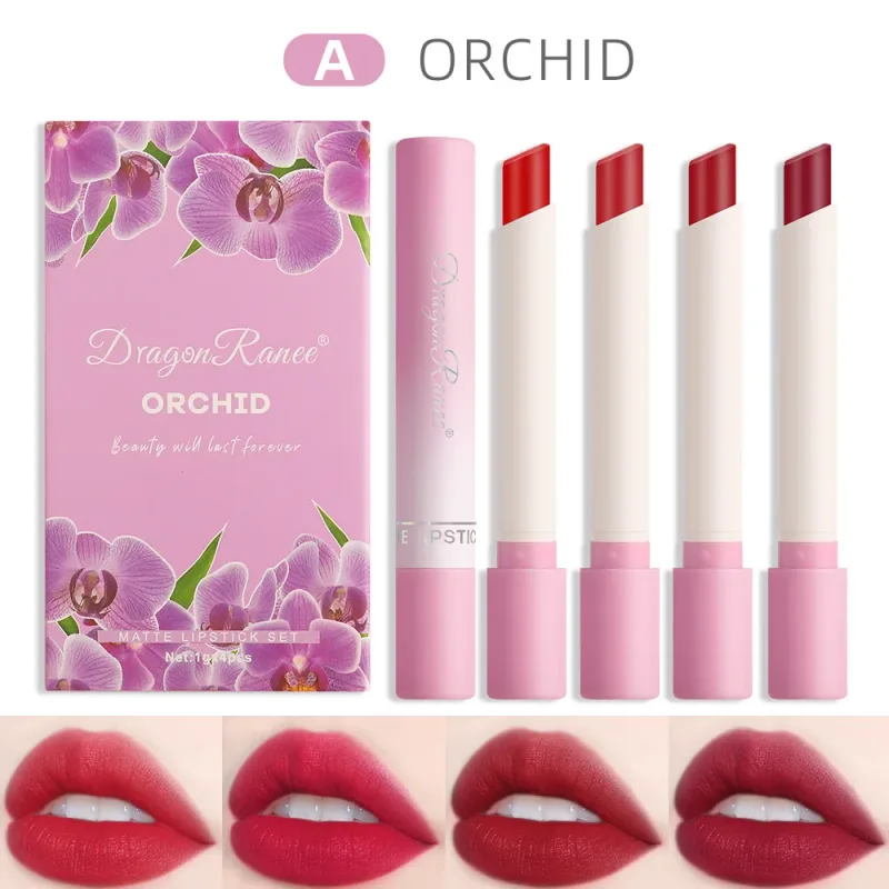 Σετ κραγιόν τσιγάρων 4 τμχ Velvet Matte Lip Gloss Αδιάβροχο Smoke Lip Stick σέξι Κόκκινη απόχρωση χειλιών Γοητευτικό μακιγιάζ για τα χείλη — image 10