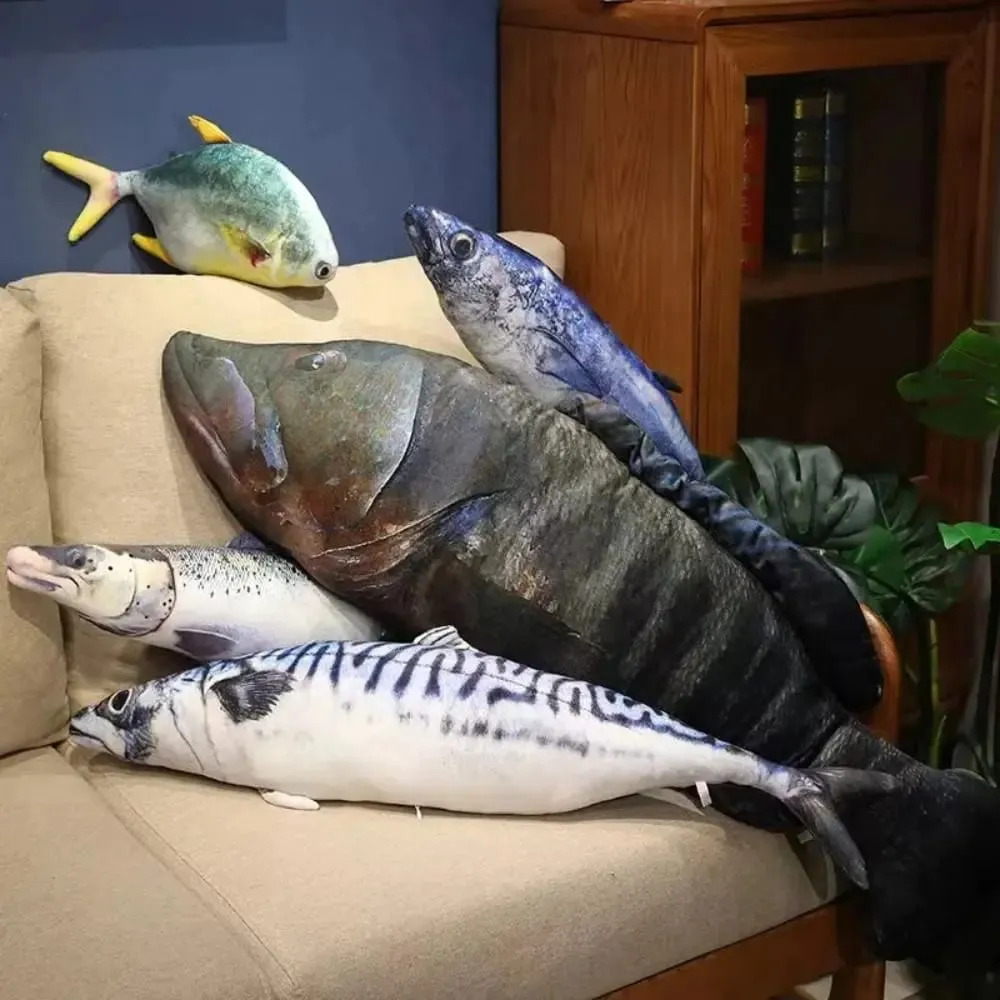 PP Cotton Simulation Sea Fish Stuffed Soft Sea Fish Stuffed Saury Salmon Fish Sleeping Μαξιλάρι για κορίτσια Χριστουγεννιάτικο δώρο — image 4