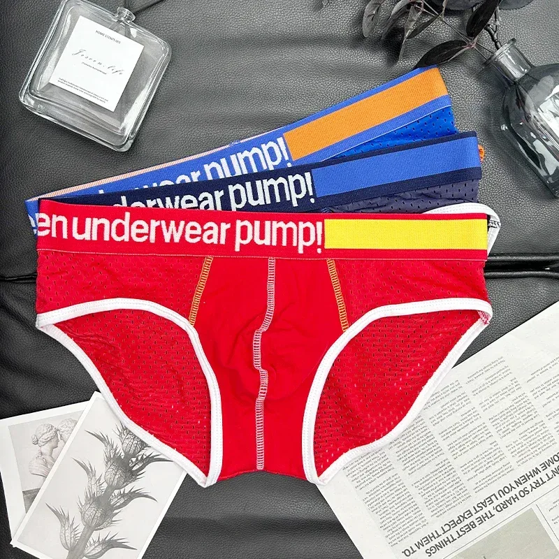 Men's Low Waist Slimming Mesh Briefs U Convex Pouch Elastic Waistband Breathable Colorful Jockstrap Underwear — image 6