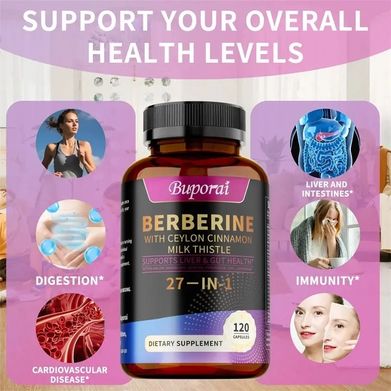 Συμπληρώματα Berberine Ceylon Milk Thistle - Προωθεί την υγεία του ήπατος και του πεπτικού συστήματος Υποστηρίζει την κυτταρική ενέργεια και επισκευή — image 7