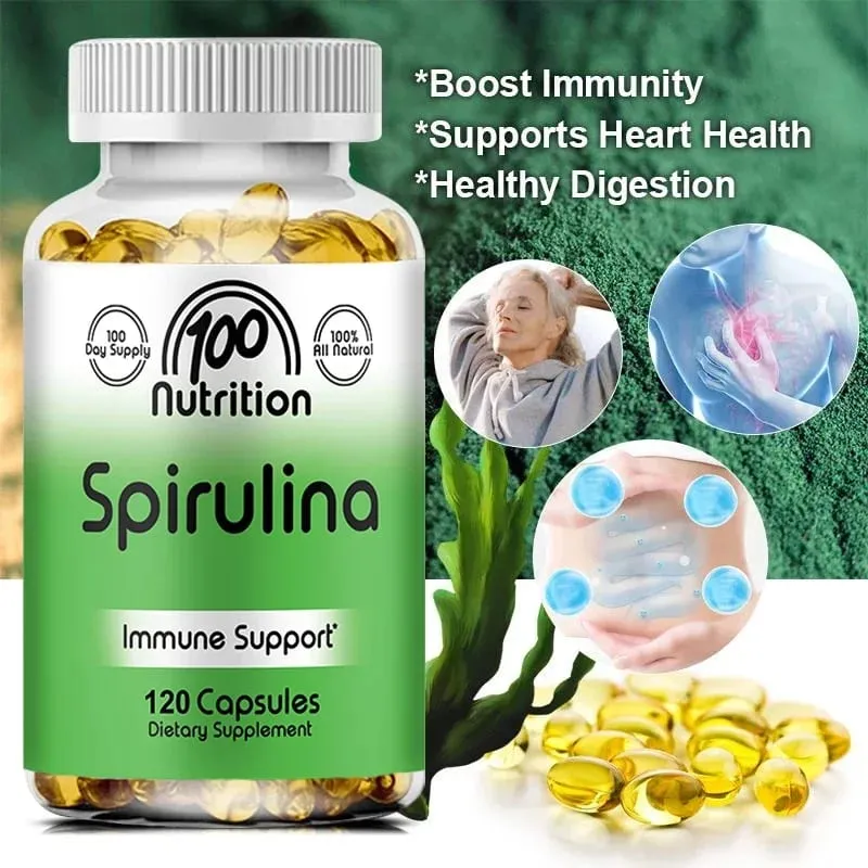 Organic Spirulina 2000 Mg Kiegészítő – segíti a méregtelenítést az immunrendszerben Szív- és érrendszeri antioxidánsok B-vitaminok — image 2
