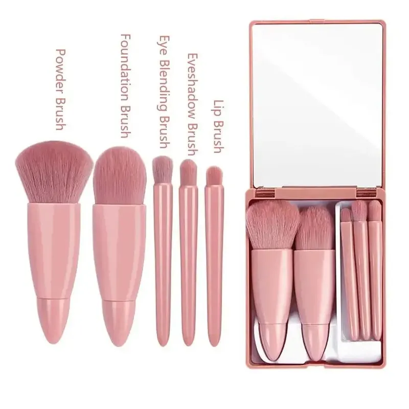 Brushes Small Complete Function Cosmetic Brushes Kit With Case And Mirror 5pcs Travel Size Makeup Brushes Set Mini Makeup — image 7