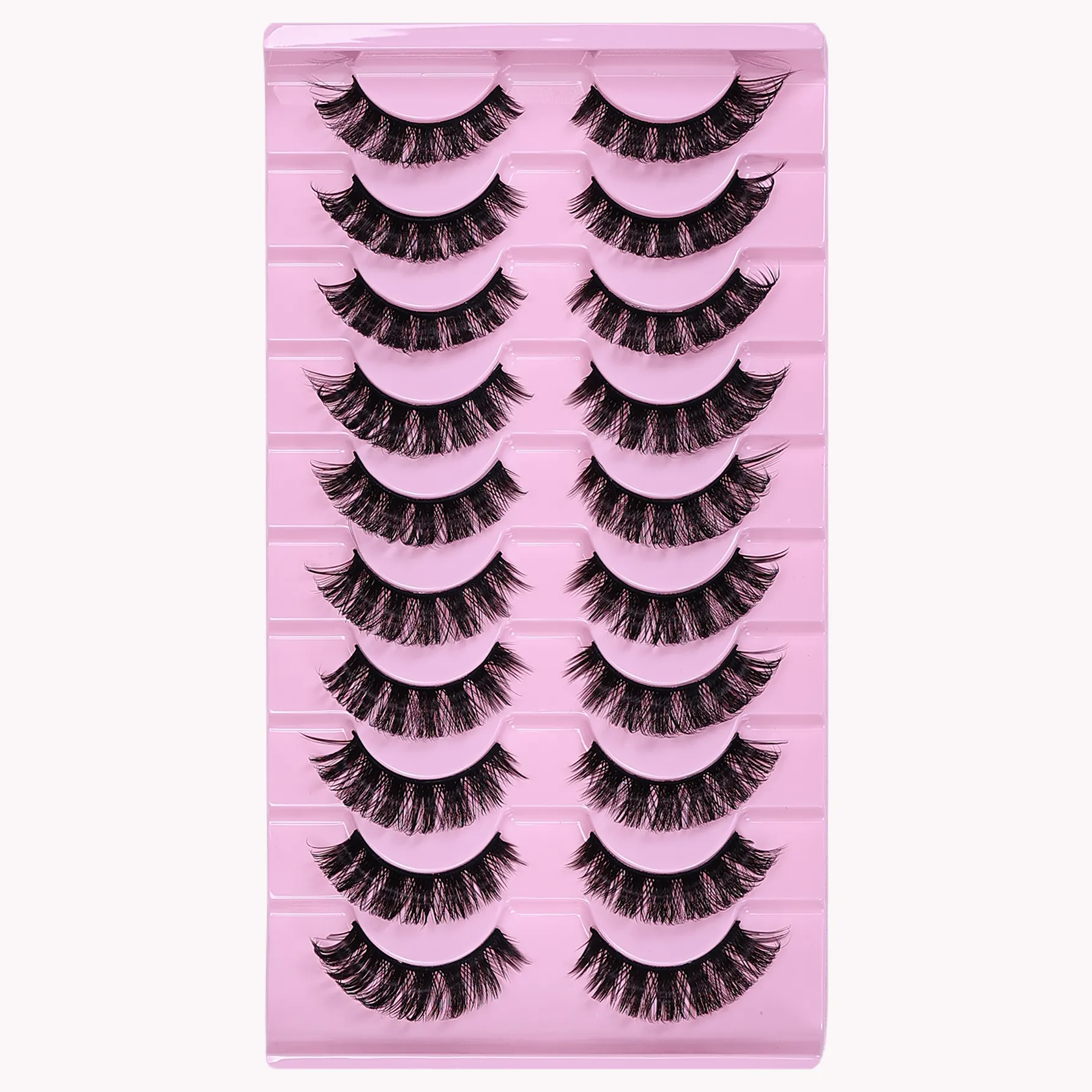 10 ζευγάρια DD Curl Lashes Fluffy Volume Faux Mink Ψεύτικες βλεφαρίδες Δραματικές ακατάστατες ψεύτικες βλεφαρίδες επαναχρησιμοποιήσιμες για γυναίκες μακιγιάζ ματιών — image 6