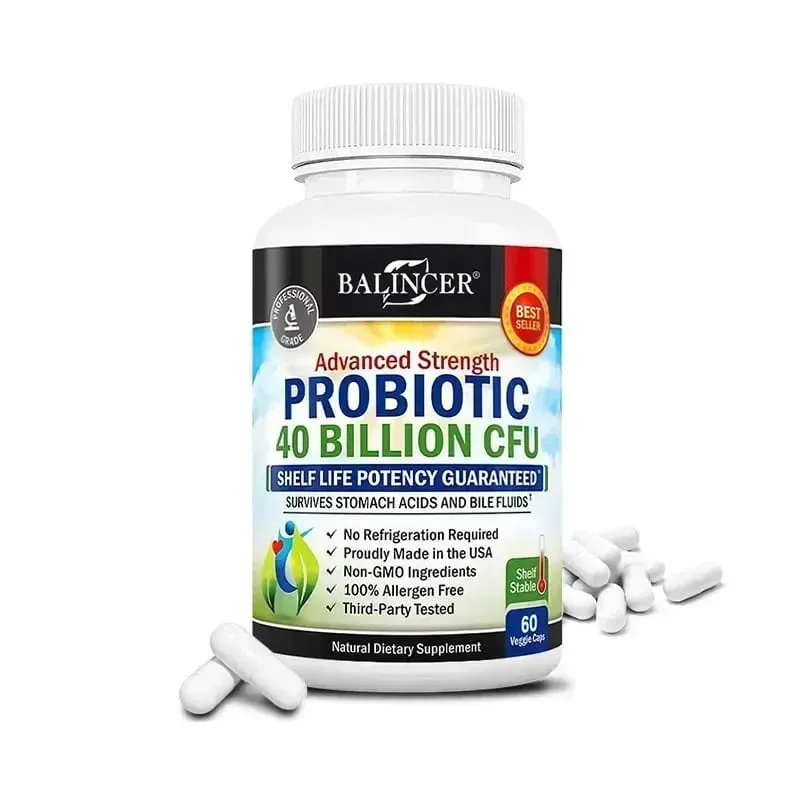 Probiotic Capsules 40 Billion CFU Gut Nutritional Supplement Supports Balanced Intestinal Flora & Digestive Comfort for Adults