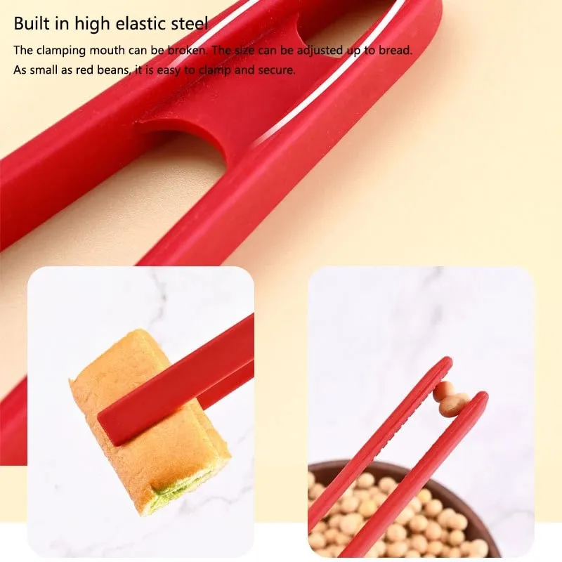 Salad Food Tongs Anti-slip Silicone Kitchen Utensils Barbecue Clip Three Prong Pliers Cookware Bbq Tool Chef Tools Gadgets Bar — image 5