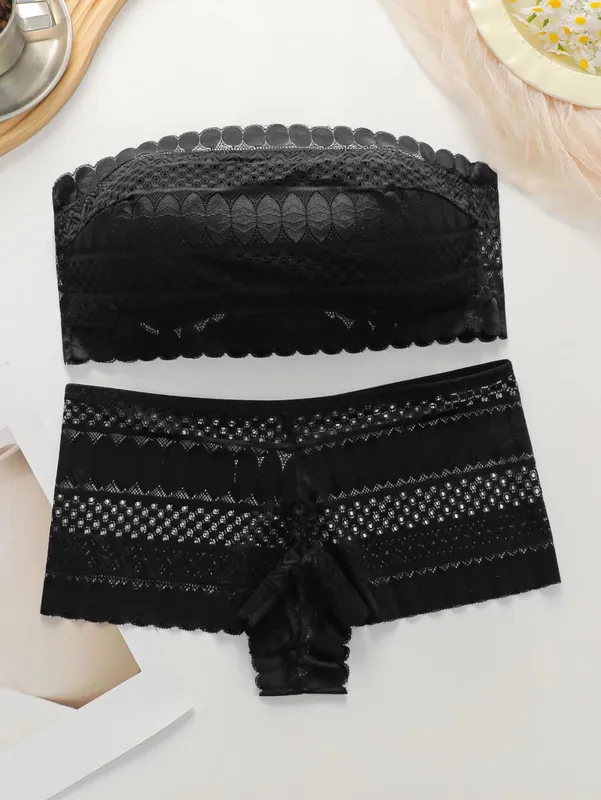 Ασύρματο Σετ Bralette Στράπλες Lace Unpadded Seamless Push Up Σετ σουτιέν & εσώρουχα για γυναίκες Άνετα σετ νυφικών εσωρούχων