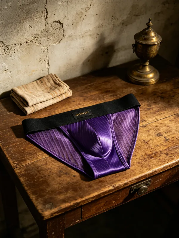 3PCS Men's 3D Pouch Briefs Vertical Stripe Satin Mesh Combo High Elastic Waist Simple Fashion Home Daily Underwear — image 11