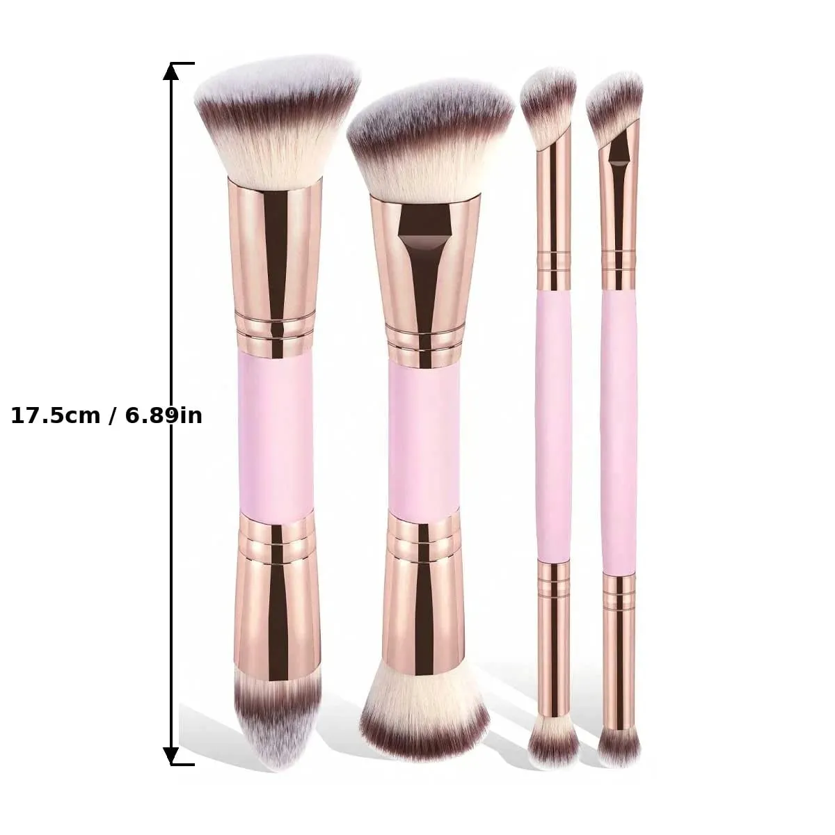 4 τμχ Σετ βουρτσών μακιγιάζ με διπλό άκρο Soft Synthetic Bristles Foundation Blush Powder Eyeshadow Brushes Portable Cosmetic Tools for — image 6