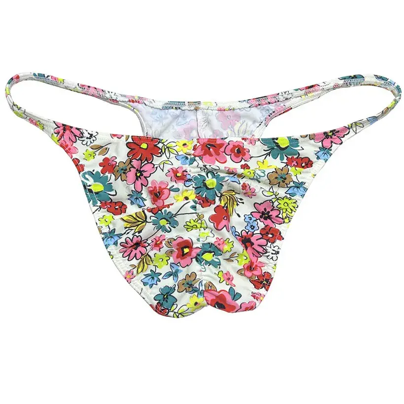 Men's Cheeky Briefs Underwear Pouch Male Ruched Bikini Swimwear Sexy Underpants High Elasticity, Low Waist, Floral Print sexy — image 18