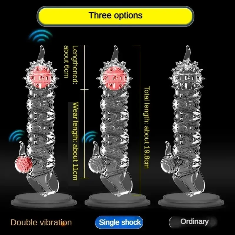 Penis Extension Sleeve Vibrator Extender 4cm Reusable Condoms Soft Delay Ejaculation Dick Sleeve Adult Sex Toys for Men